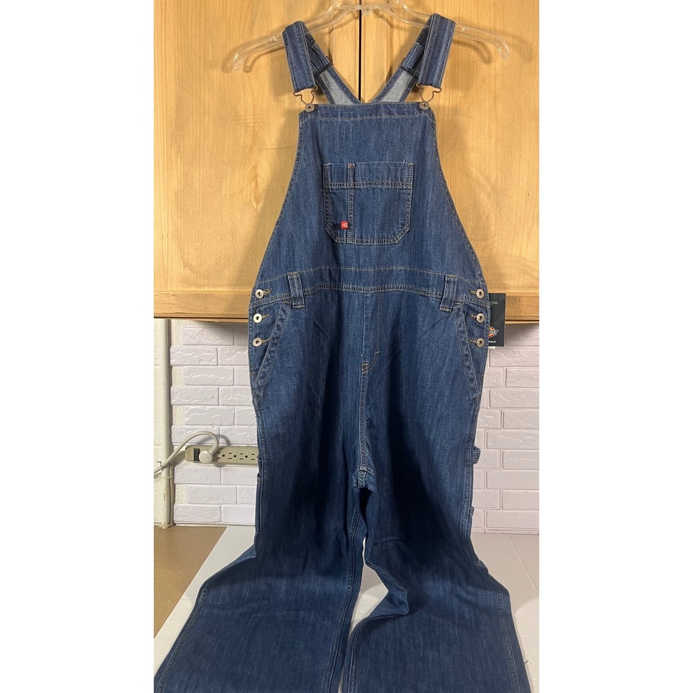 Dickies Denim Bib Overalls Women XL Blue Cotton Carpenter Workwear FB208MSB
